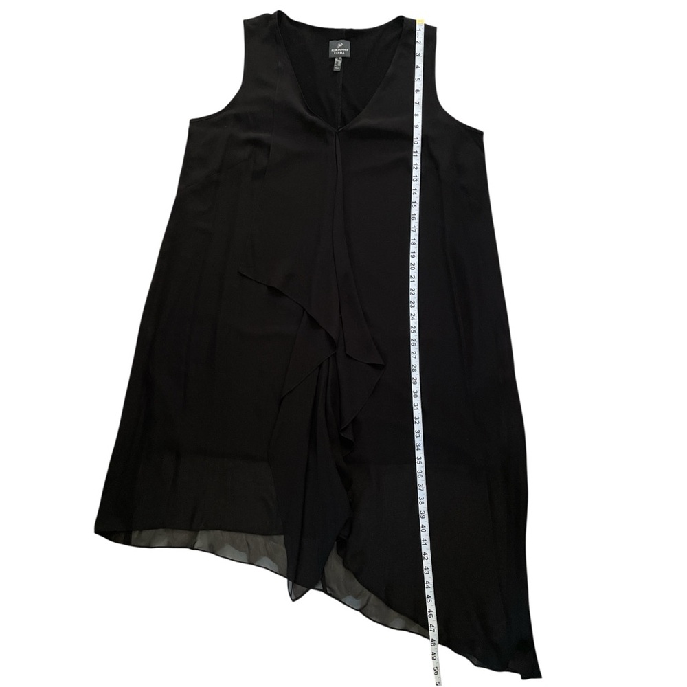 ADRIANNA PAPELL Black Sleeveless Midi Dress waterfall sheer high low hem 18W - Picture 5 of 7